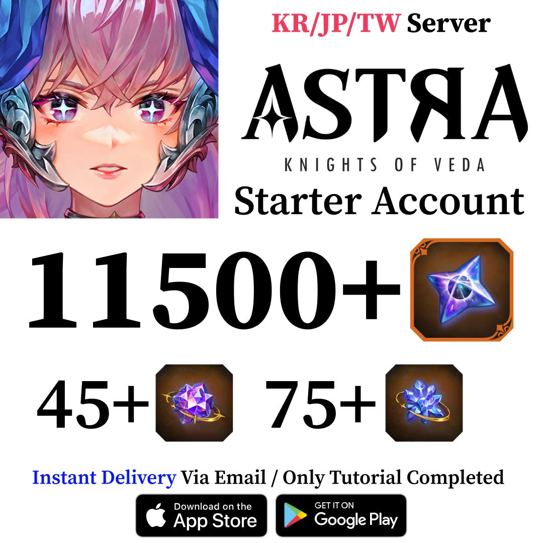 ASTRA: Knights of Veda Starter Account with 11000+ Starstones [KR/JP/TW]