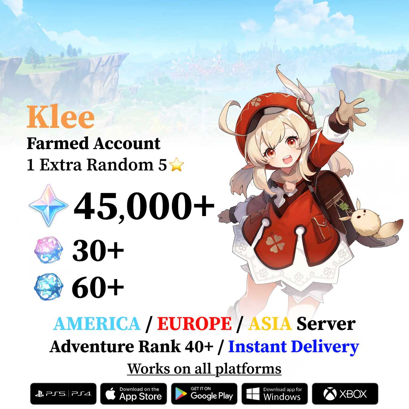 Klee Reroll Account with 30.000 Primogems
