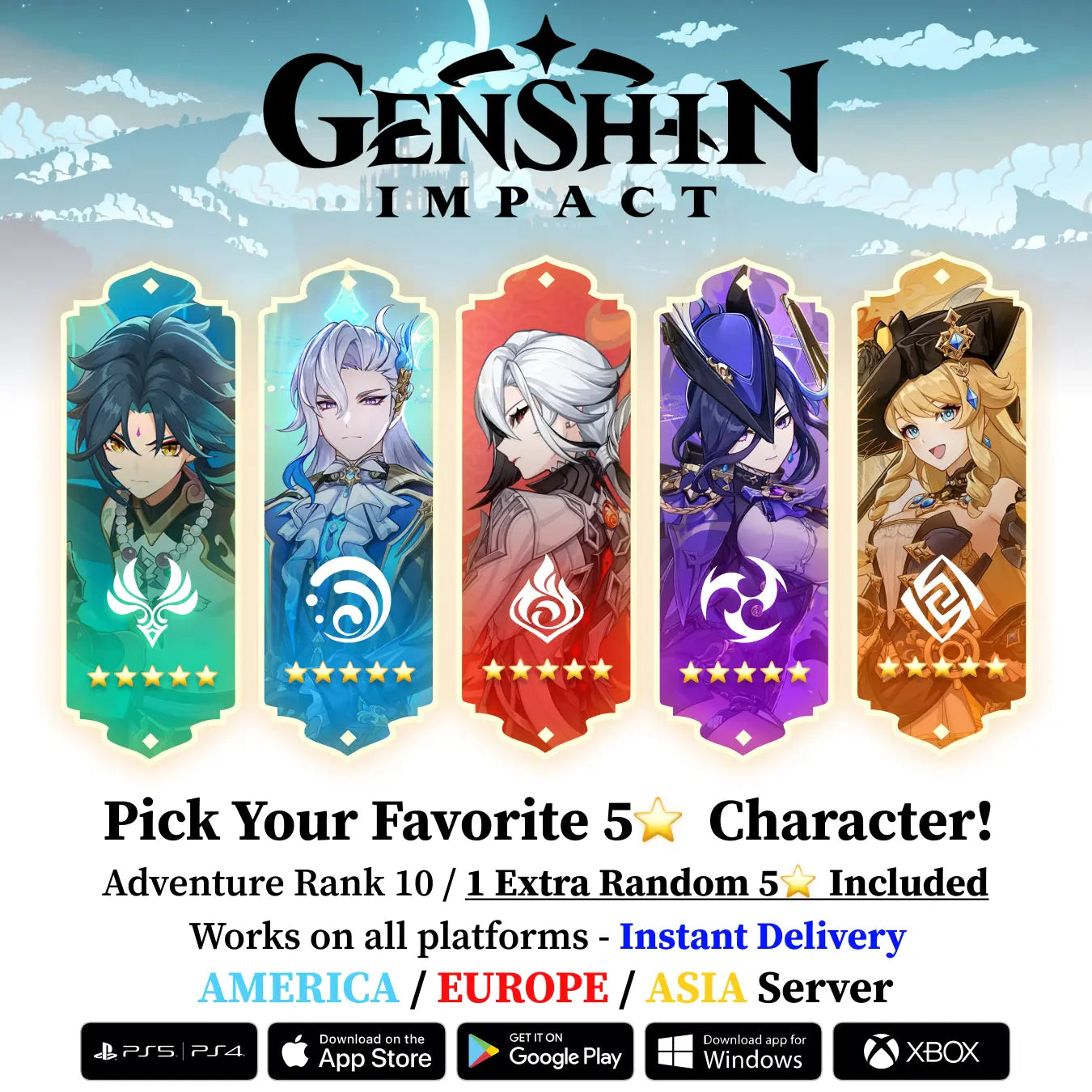 Genshin Starter Account with Random 5 Star