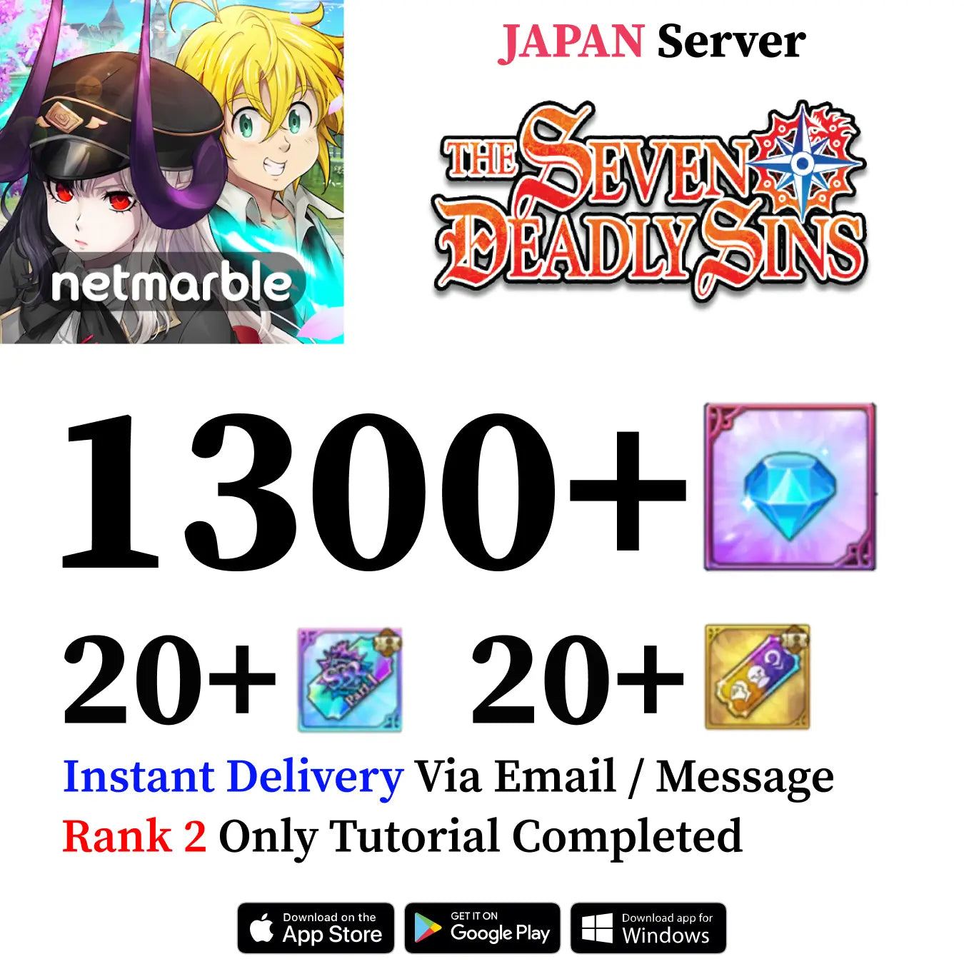 Seven Deadly Sins Grand Cross Account with Diamonds [Japan]