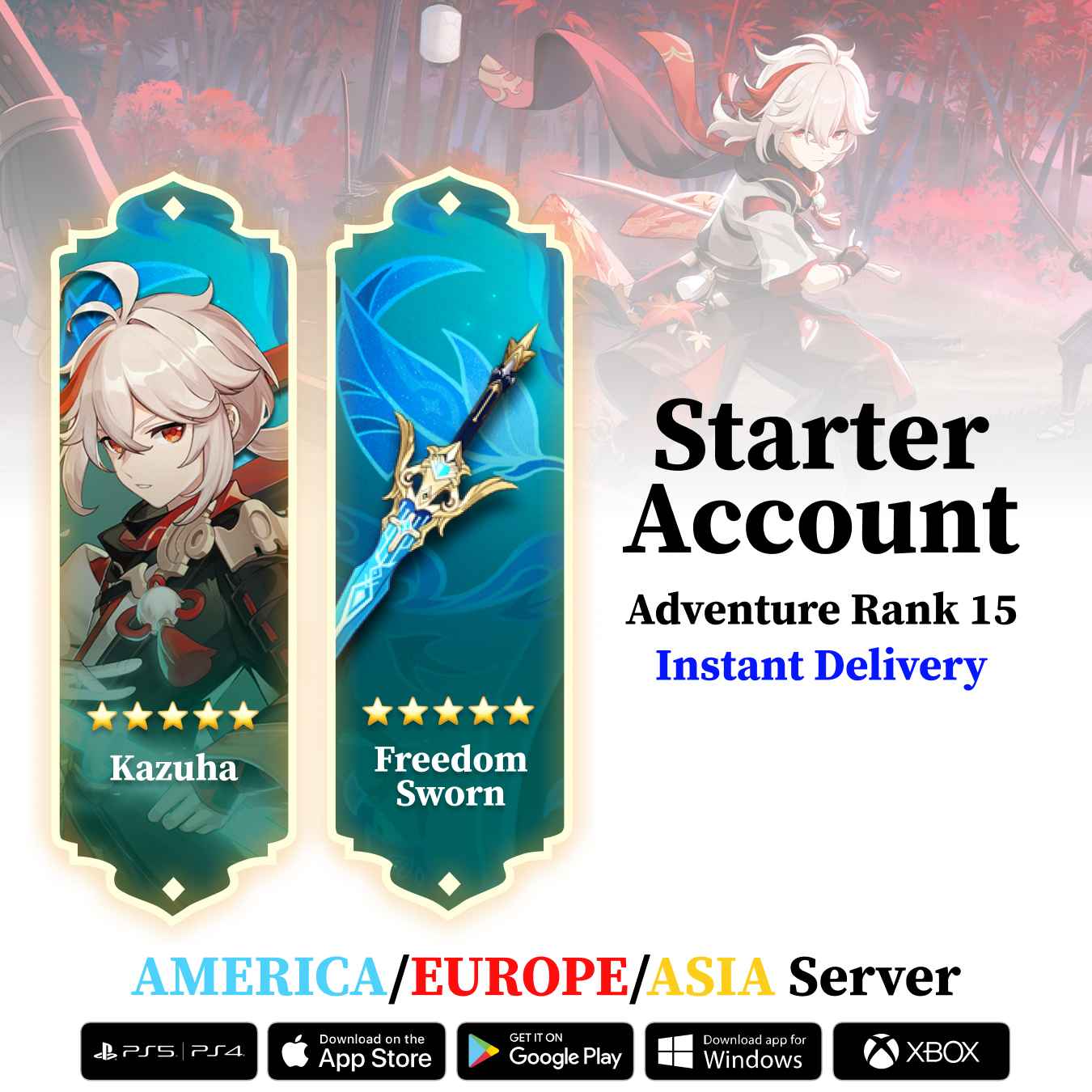 Kazuha with Freedom Sworn - Genshin Reroll Account