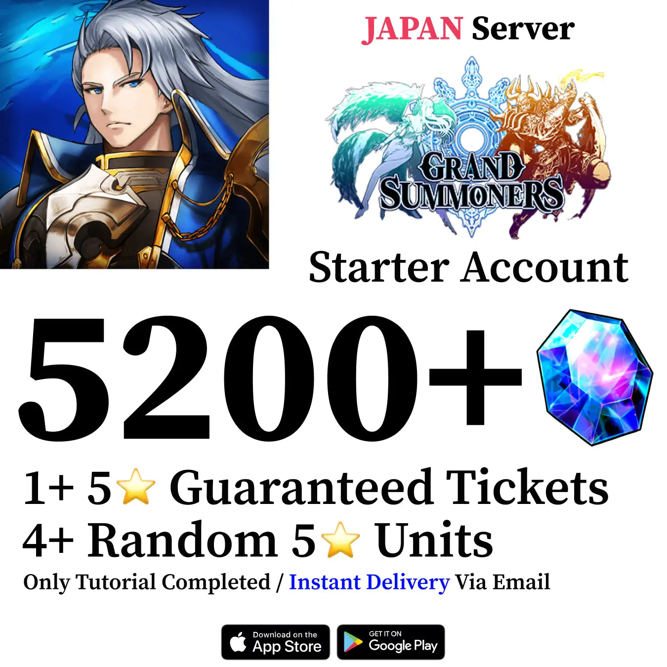 Grand Summoners Starter Account with 5200 Gems [Japan]