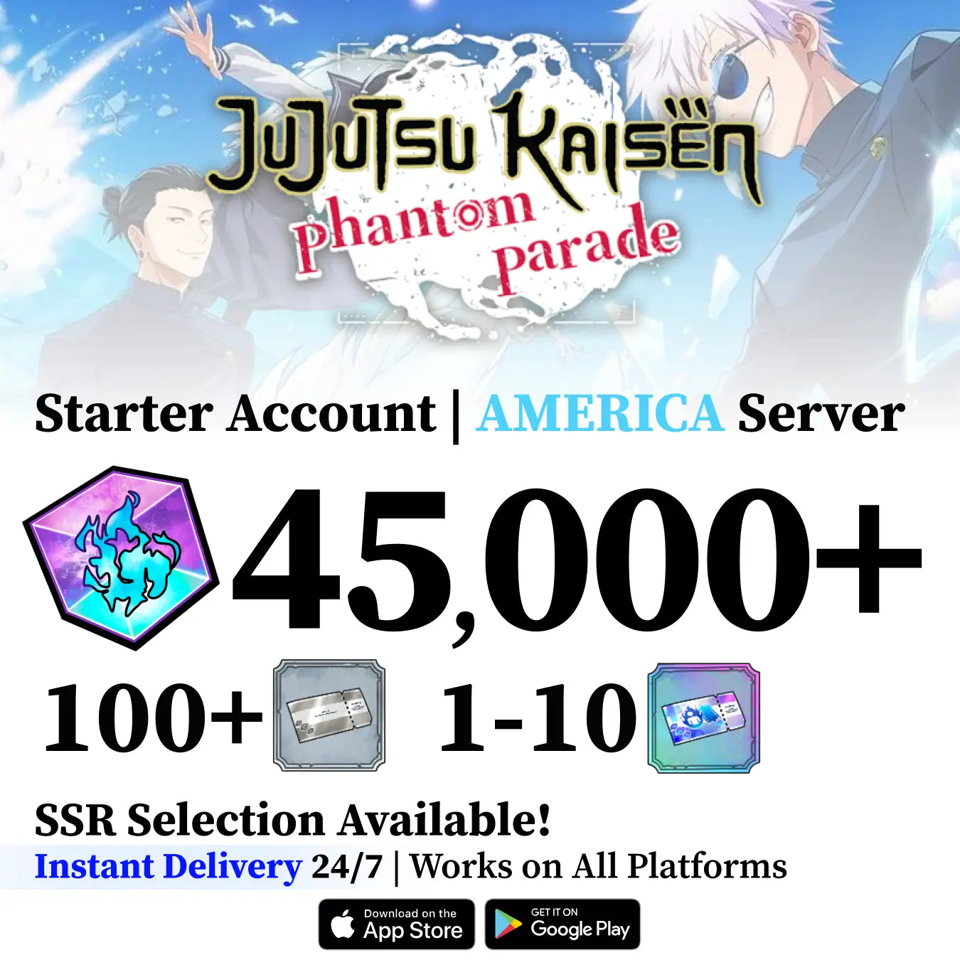 Jujutsu Kaisen Phantom Parade Reroll Account [AMERICA]