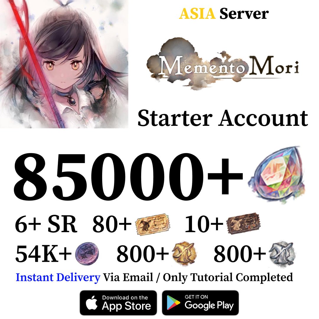 Memento Mori Reroll Account with 85000+ Gems [Asia]
