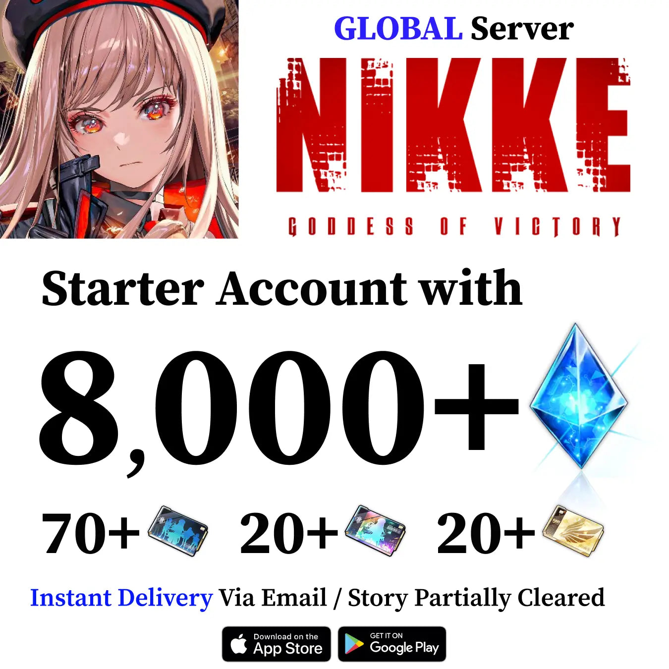 NIKKE Starter Reroll Account 7000+ Gems [GLOBAL]