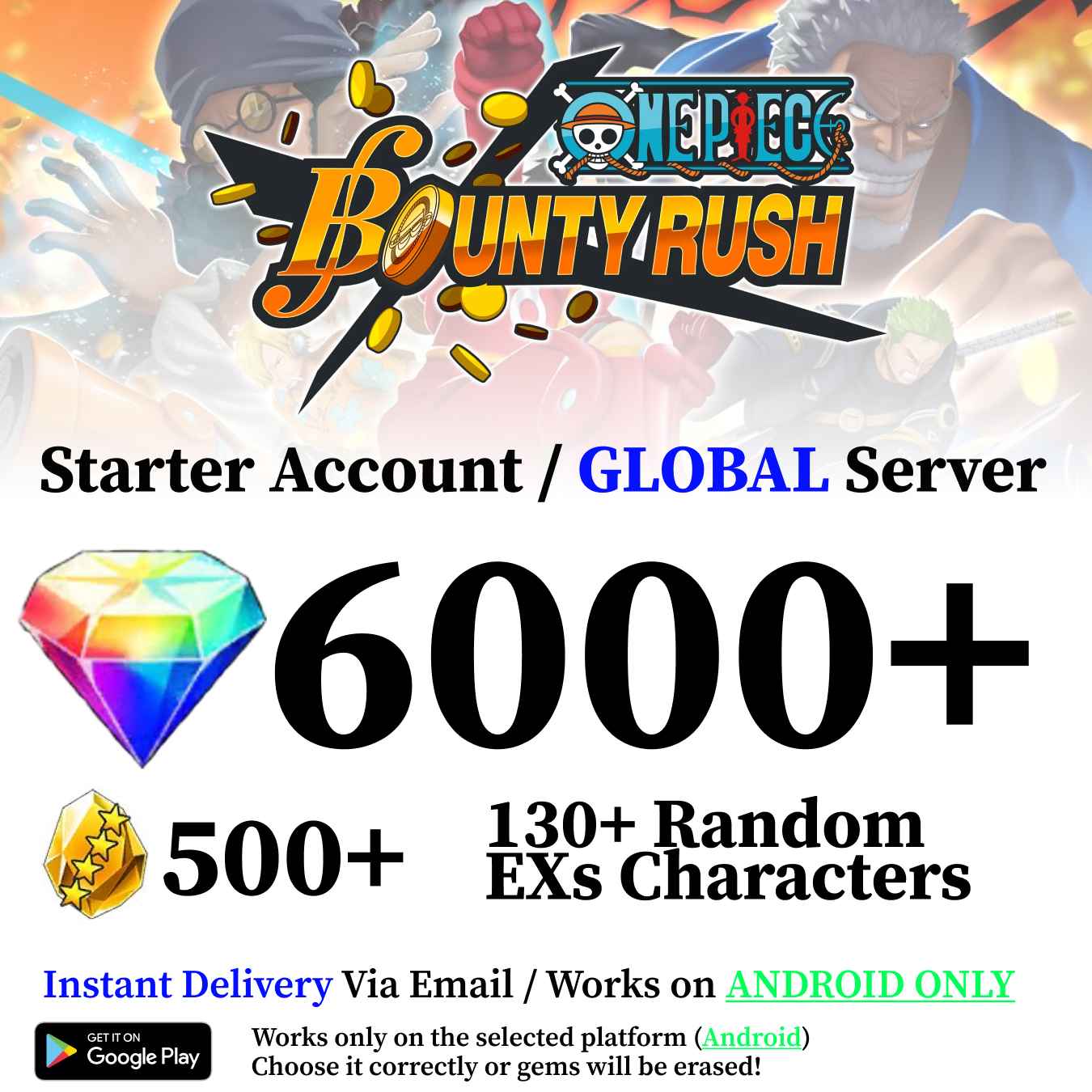 One Piece Bounty Rush Starter Reroll Account [Global - Android]