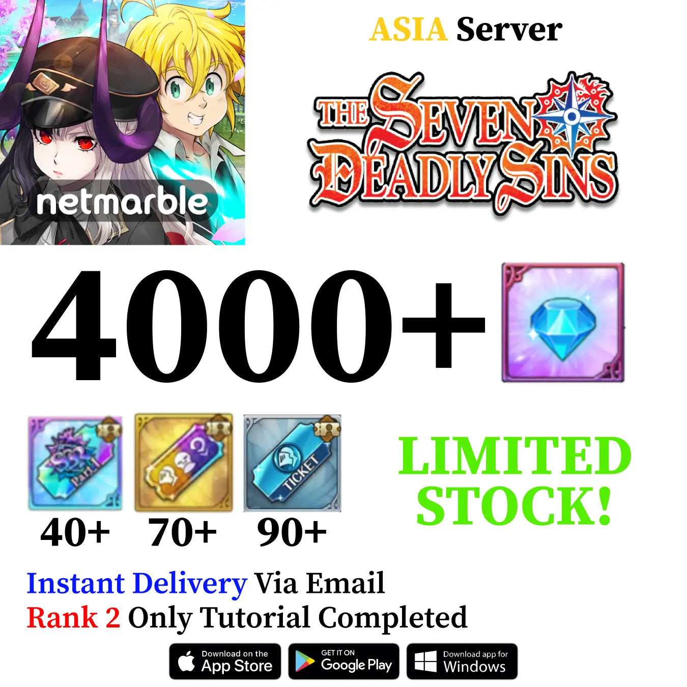 7DS Grand Cross LIMITED Account with Diamonds [Asia]