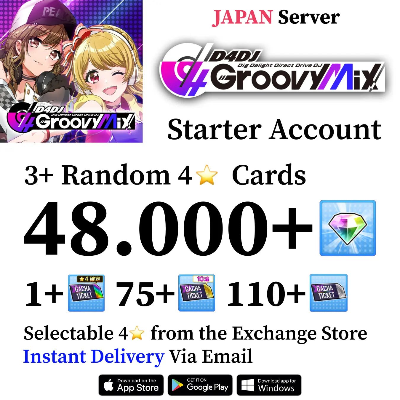 D4DJ Reroll Account 48000+ Gems [BUY 2 GET 3]