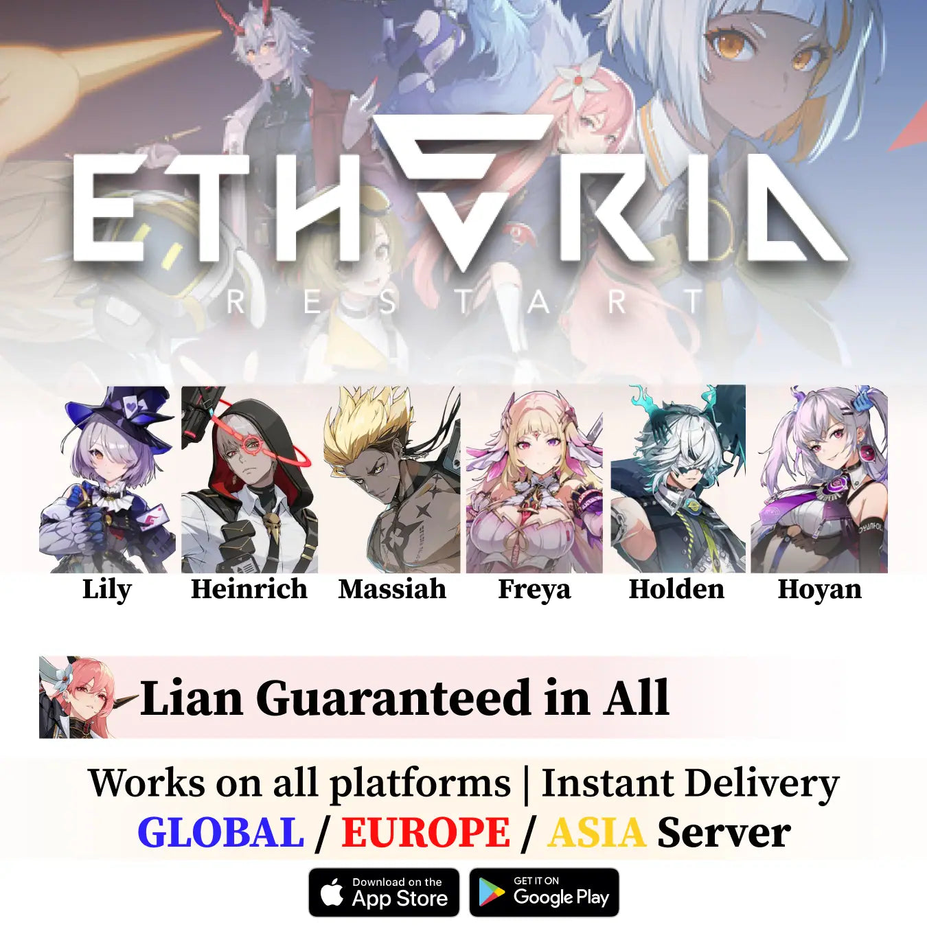 Etheria Restart Reroll Accounts wtih Characters [GLOBAL/ASIA]