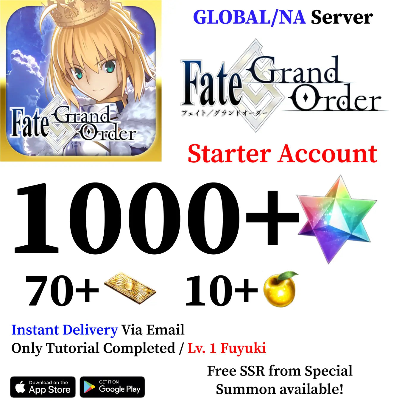 Fate Grand Order Starter Account with 1000+ SQ [Global]