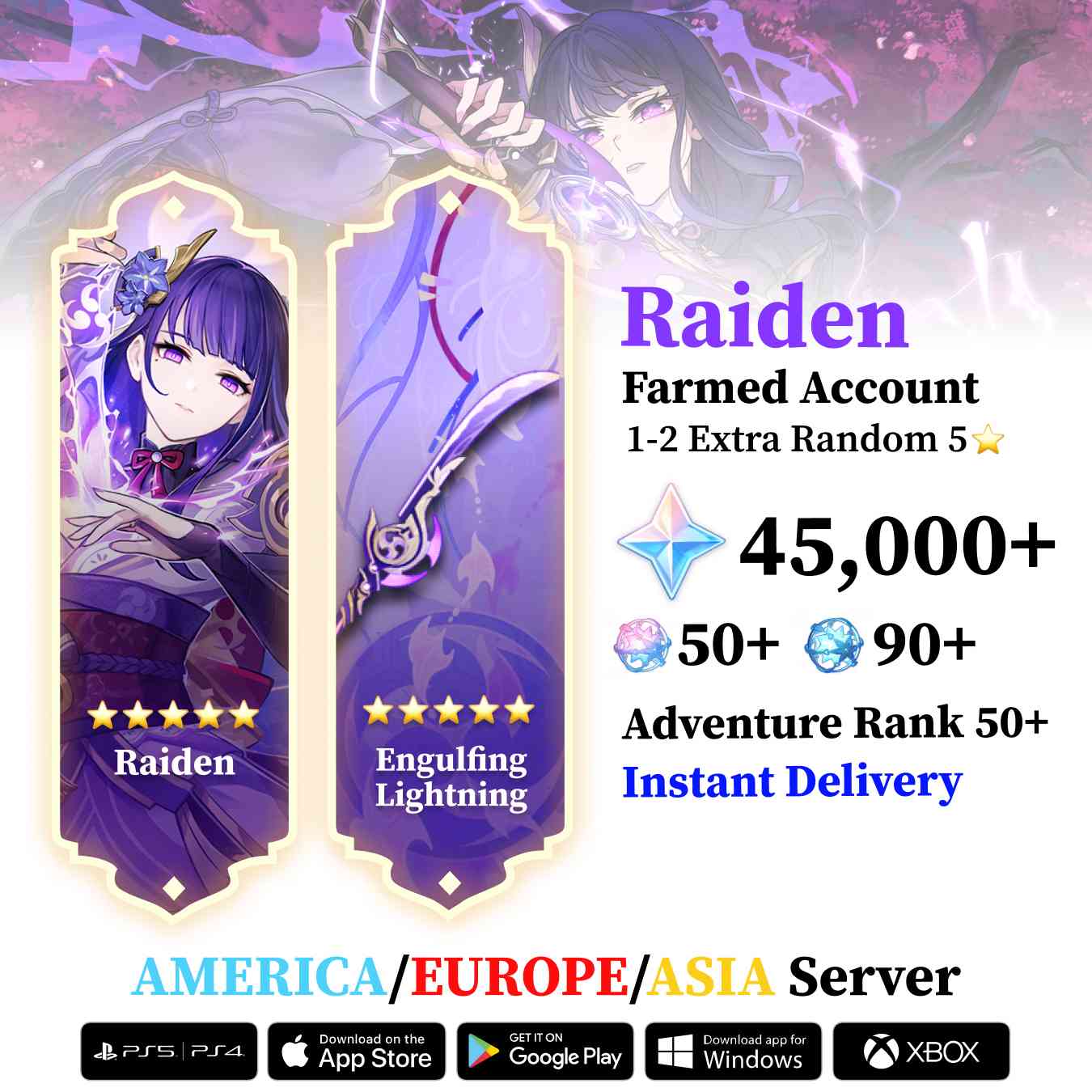 Raiden Shogun with Signature Weapon and Wishes