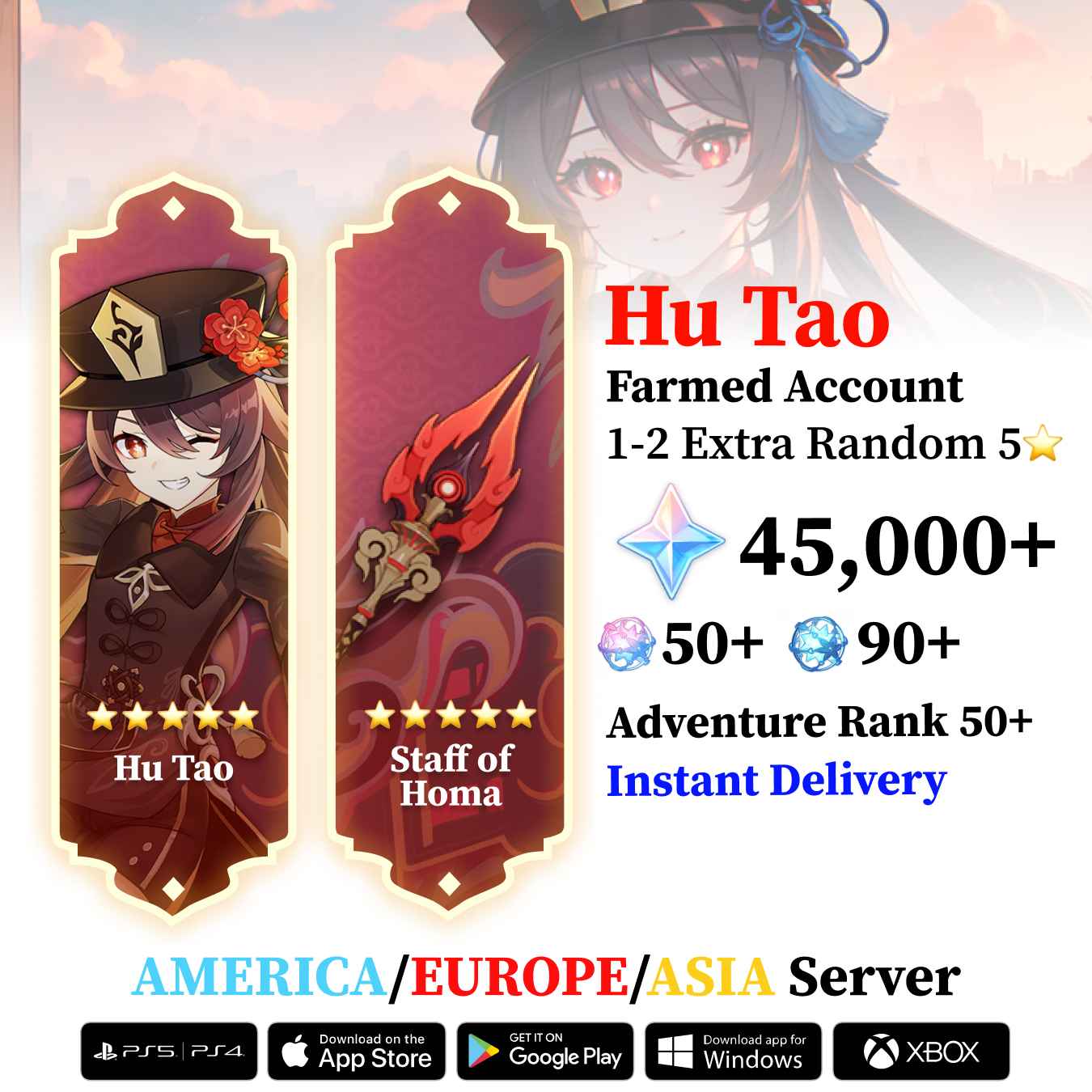 Hu Tao with Signature Weapon and Wishes