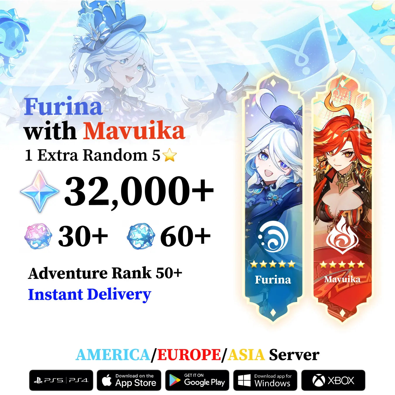 Genshin Reroll Account with Double Limited and Wishes
